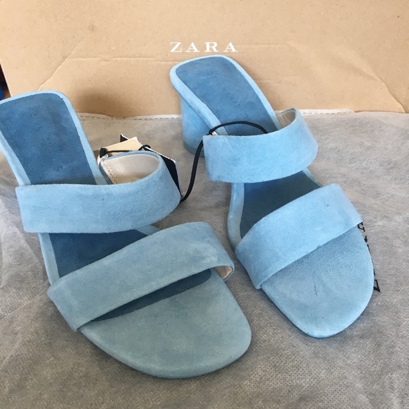 Zara 100% Leather Block Heel Sandals - Picture 5 of 8